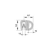 Gumový profil EPDM A1 101 - 12 x 9.5 x 8.7 mm (plech 1-2mm)