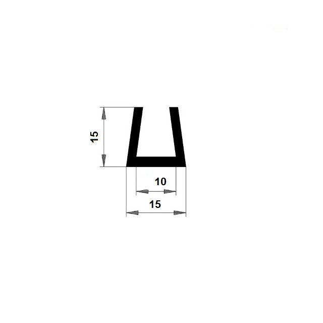 Lemovka čierna U profil EPDM - 15 x 15 / 10 mm