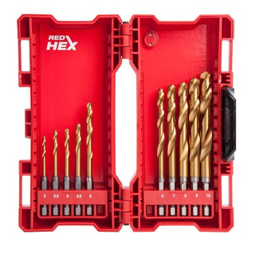 HSS-G Titan - sada vrtákov do kovu RED HEX 3 - 10 mm