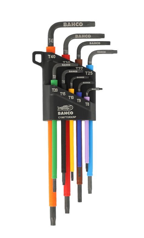 Sada farebných imbusových kľúčov zahnutých TORX BAHCO C1997TORX/9P