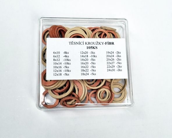 Podložky fíbrové - sada tesniacich krúžkov Fíber 105 ks