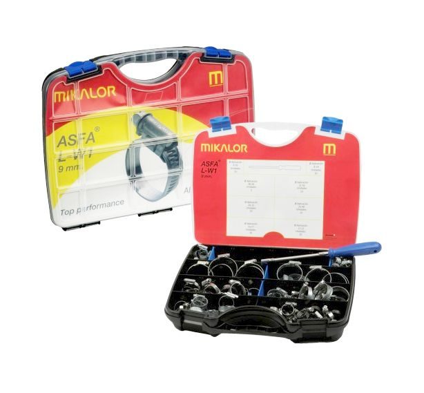 Servisný box - sada hadicových spôn so skrutkovačom - rozsah 8 - 60 mm W1