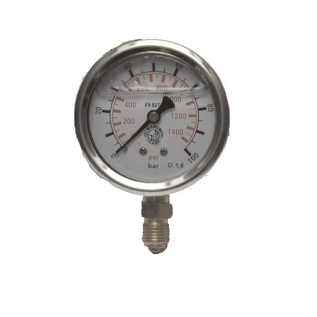 Glycerínový manometer D63 0-250 bar S G 1/4" TP 1.6 (spodné pripojenie)