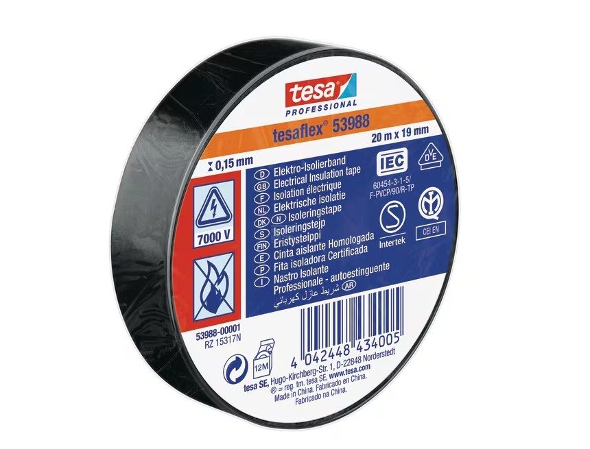 Elektroizolačná páska - čierna 19 mm x 20 m, TesaFLEX