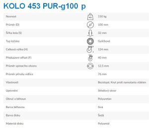 Kolo 453 PUR-g100 p - Technická specifikace
