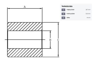 Redukční pouzdro třetího bodu, 22,6/28,8-44 mm