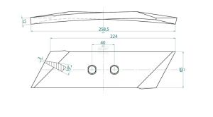 Oboustranná výměnná špička pravá 65x230x12 mm se 2 otvory 13 mm - KK053090N